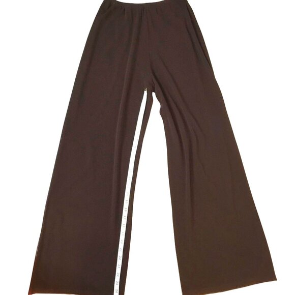 Vintage Women Chocolate Brown Sheer Mesh Two-Piece Luxe Lounge Set Flowy Soft S - Picture 9 of 9